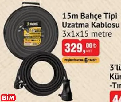 SGS 15M Bahçe Tipi Uzatma Kablosu 3X1x15 Metre