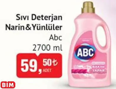 Abc   Sıvı Deterjan Narin&Yünlüler