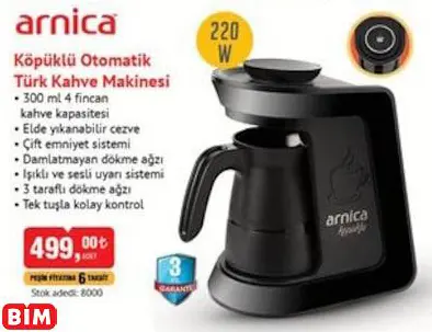 Arnica Köpüklü Otomatik Türk Kahve Makinesi