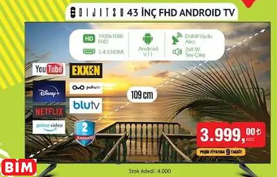 Dijitsu 43 İNÇ FHD ANDROID/Akıllı/Smart TV/Televizyon