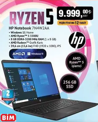 HP Ryzen 5 HP Notebook/Laptop/Dizüstü Bilgisayar 7N4W2AA