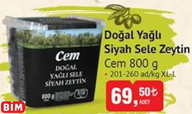 Cem Doğal Yağlı Siyah Sele Zeytin