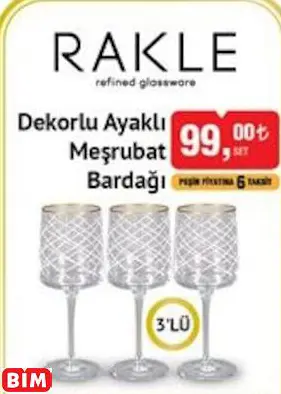 Rakle Dekorlu Ayaklı Meşrubat Bardağı