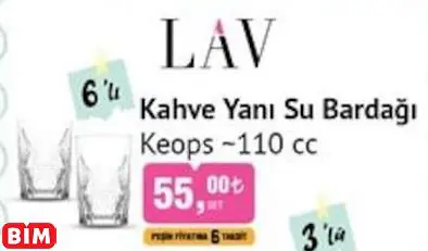 Lav Keops  Kahve Yanı Su Bardağı