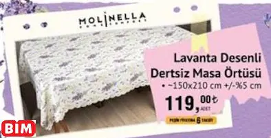 Molinella Home Comfort Lavanta Desenli Dertsiz Masa Örtüsü