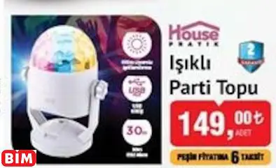 House Pratik Işıklı Parti Topu House Pratik Işıklı Parti Topu