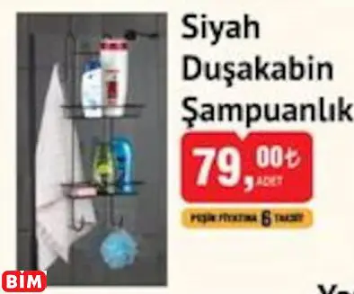 Okyanus Home Siyah Duşakabin Şampuanlık