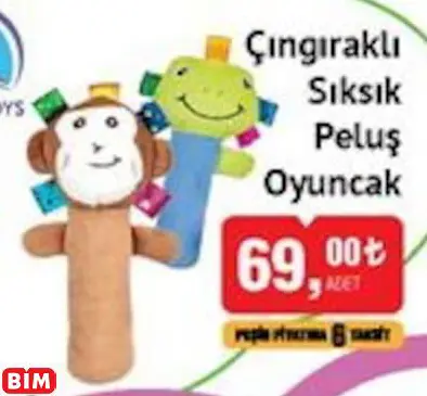 Sozzy Toys Çıngıraklı Sıksık Peluş Oyuncak