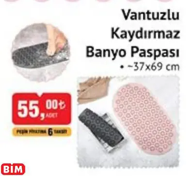 Vantuzlu Kaydırmaz Banyo Paspası Vantuzlu Kaydırmaz Banyo Paspası