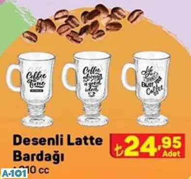 Desenli Latte Bardağı