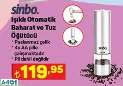 Sinbo Işıklı Otomatik Baharat Öğütücü