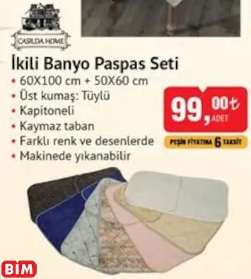 İkili Banyo Paspas Seti