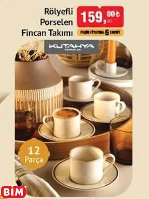 Kütahya Porselen Rölyefli Porselen Fincan Takımı