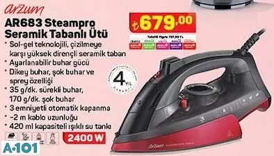 Arzum Seramik Tabanlı Ütü