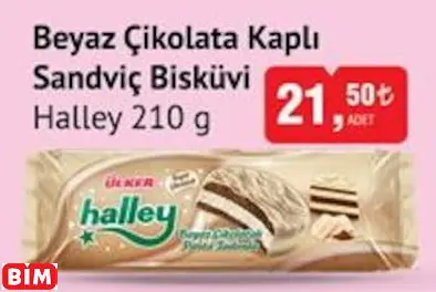 Halley Beyaz Çikolata Kaplı Sandviç Bisküvi