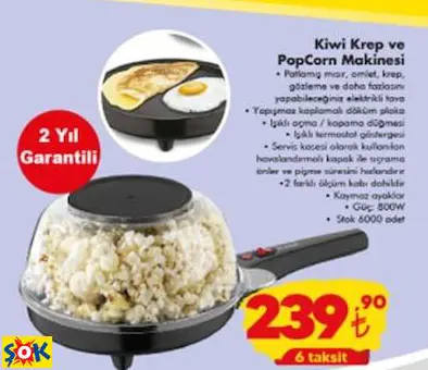Kiwi Krep Ve Popcorn(Mısır Patlatma) Makinesi