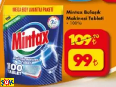 Mintax Bulaşık Makinesi Tableti 100'Lü