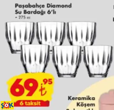 Paşabahçe Diamond Su Bardağı 6’Lı • 275 Cc