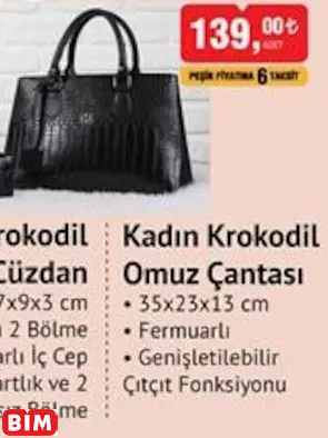 Kadın Krokodil Omuz Çantası Kadın Krokodil Omuz Çantası