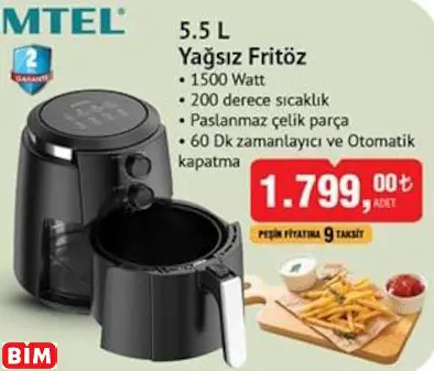 Kumtel 5.5 L Yağsız Fritöz Airfryer