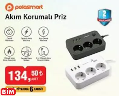 Polosmart Akım Korumalı Priz Polosmart Akım Korumalı Priz