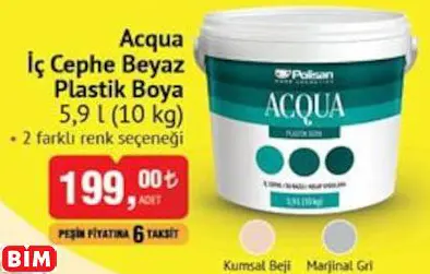 Polisan Acqua İç Cephe Beyaz Plastik Boyası Polisan Acqua İç Cephe Beyaz Plastik Boyası