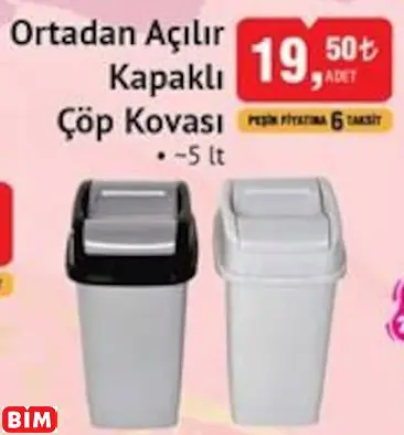 Ortadan Açılır  Kapaklı Çöp Kovası