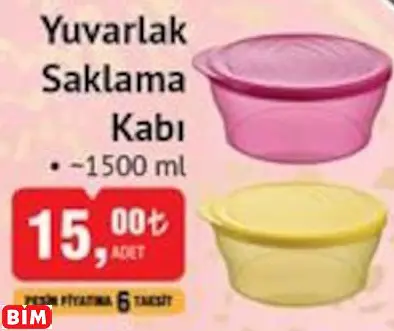 Yuvarlak Saklama Kabı Yuvarlak Saklama Kabı