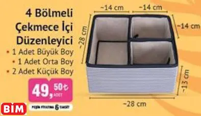 4 Bölmeli Çekmece İçi Düzenleyici 4 Bölmeli Çekmece İçi Düzenleyici