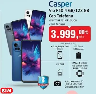 Casper Via F30 4 GB/128 GB Cep Telefonu