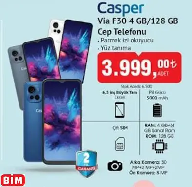 Casper Via F30 4 GB/128 GB Cep Telefonu Casper Via F30 4 GB/128 GB Cep Telefonu