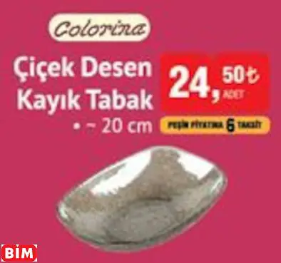 Colorina Çiçek Desen Kayık Tabak