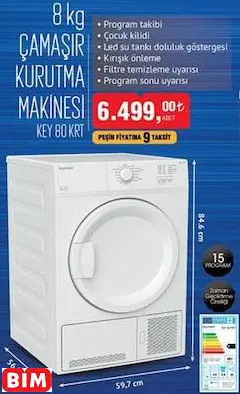 Keysmart 8 Kg Çamaşır Kurutma Makinesi KEY 80 KRT