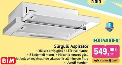 Kumtel Sürgülü Aspiratör