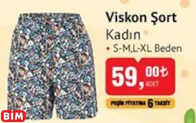 Viskon Şort Kadın