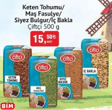 Çiftçi Keten Tohumu/ Maş Fasulye/ Siyez Bulgur/ İç Bakla