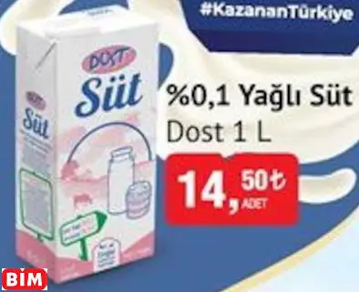 Dost %0,1 Yağlı Süt Dost %0,1 Yağlı Süt