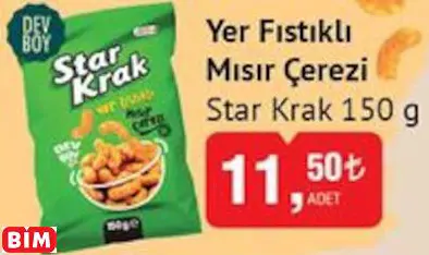 Star Krak Yer Fıstıklı Mısır Çerezi Star Krak Yer Fıstıklı Mısır Çerezi