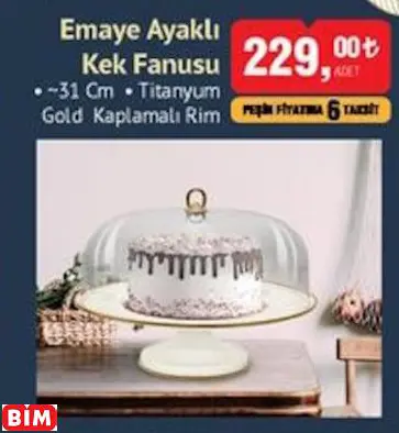 Emaye Ayaklı Kek Fanusu