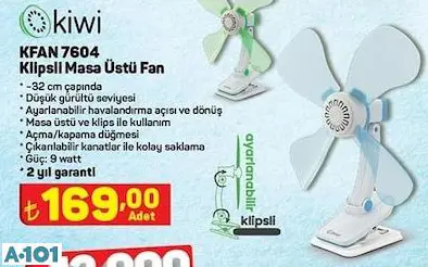 kiwi klipsli masa üstü fan