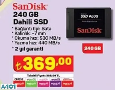 sandisk 240 gb dahili ssd