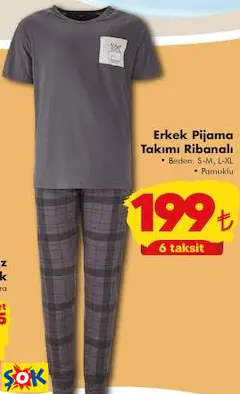 Erkek Pijama Takımı Ribanalı