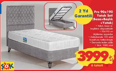 Pro 90x190 Yatak Seti (Baza+Başlık +Yatak) Pro 90x190 Yatak Seti (Baza+Başlık +Yatak)