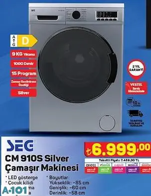 seg silver çamaşır makinesi