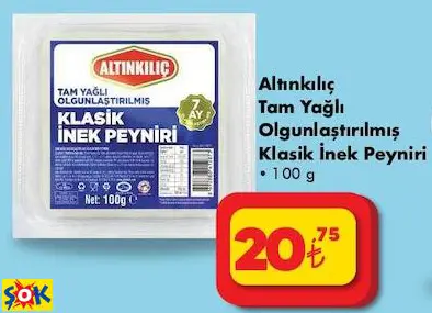 Altınkılıç Tam Yağlı Olgunlaştırılmış Klasik inek Peyniri