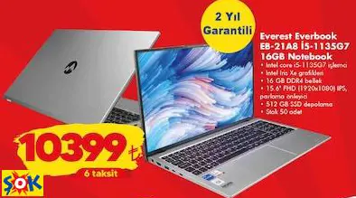 EVEREST EVERBOOK EB-21A8 İ5-1135G7 16GB NOTEBOOK/laptop/dizüstü bilgisayar