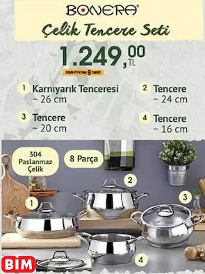 Bonera Çelik Tencere Seti Bonera Çelik Tencere Seti