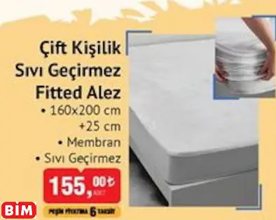 Çift Kişilik Sıvı Geçirmez Fitted Alez Çift Kişilik Sıvı Geçirmez Fitted Alez