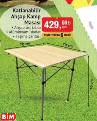 Katlanabilir Ahşap Kamp Masası