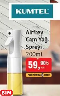 Kumtel Air Fryer Cam Yağ Spreyi
